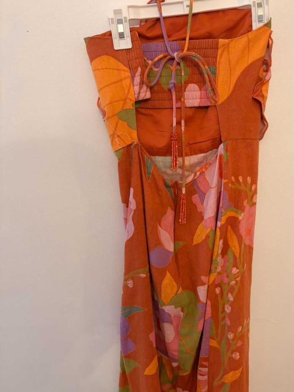 Caroline Constas Rust Floral Maxi Dress with Pink & Purple Blooms - Picture 4 of 4